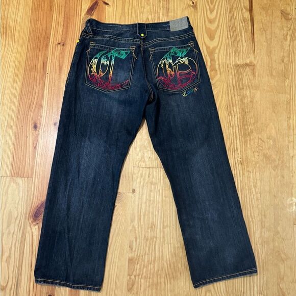 Vintage COOGI Australia Blue Denim Baggy Jeans Rainbow Logo 90s Hip Hop SZ 38X34 - Picture 14 of 14